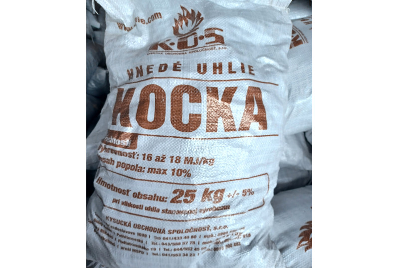 Hnedé uhlie kocka, 25 kg